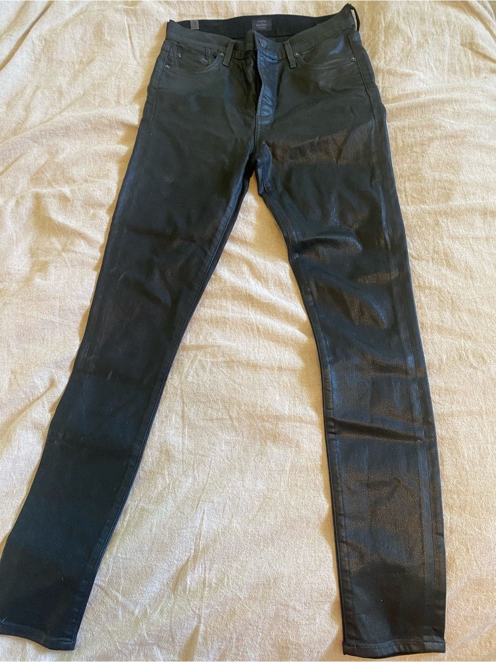 Citizens Of Humanity Black ‘ wetlook’ Skinny Jeans